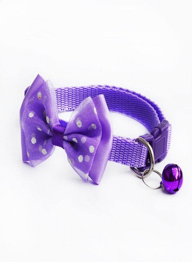 KittuPet Cat Collars with Bow Tie and Bell 1Pc Cat Body Paw n Bone Print Harness Leash Nylon Set 10mm Adjustable Puppy Kitten Pack of 2 (Purple Color) - Image 4